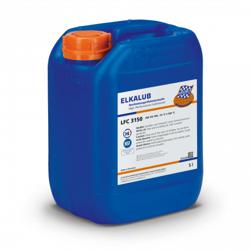ELKALUB LFC 3150 White oil in a blue 5-liter canister. An NSF and an H1-certified logo are printed on the label.