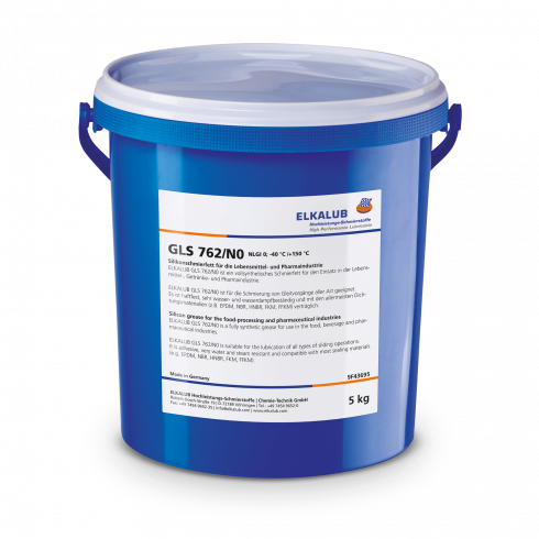 ELKALUB GLS 762/N0 PTFE-free silicone grease in a blue 5 kg bucket